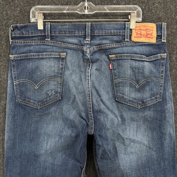 Levis 505 Jeans Men's 38x34 Blue Faded Denim Straight Leg Regular Fit Stretch - Picture 4 of 13